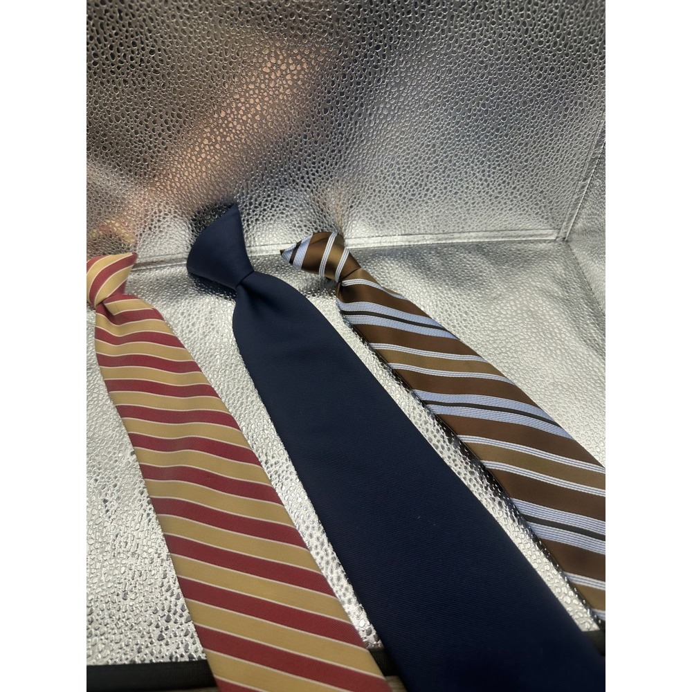 Vintage Mens Clip On Tie Lot of 3 Towncraft George Striped Neckties Retro